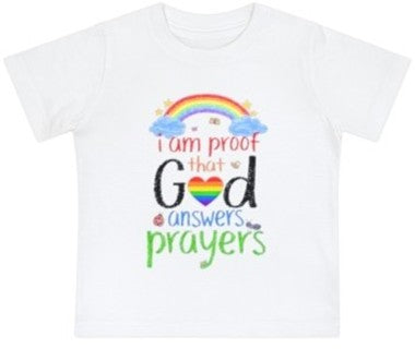 “god answers prayers” baby jersey t-shirt