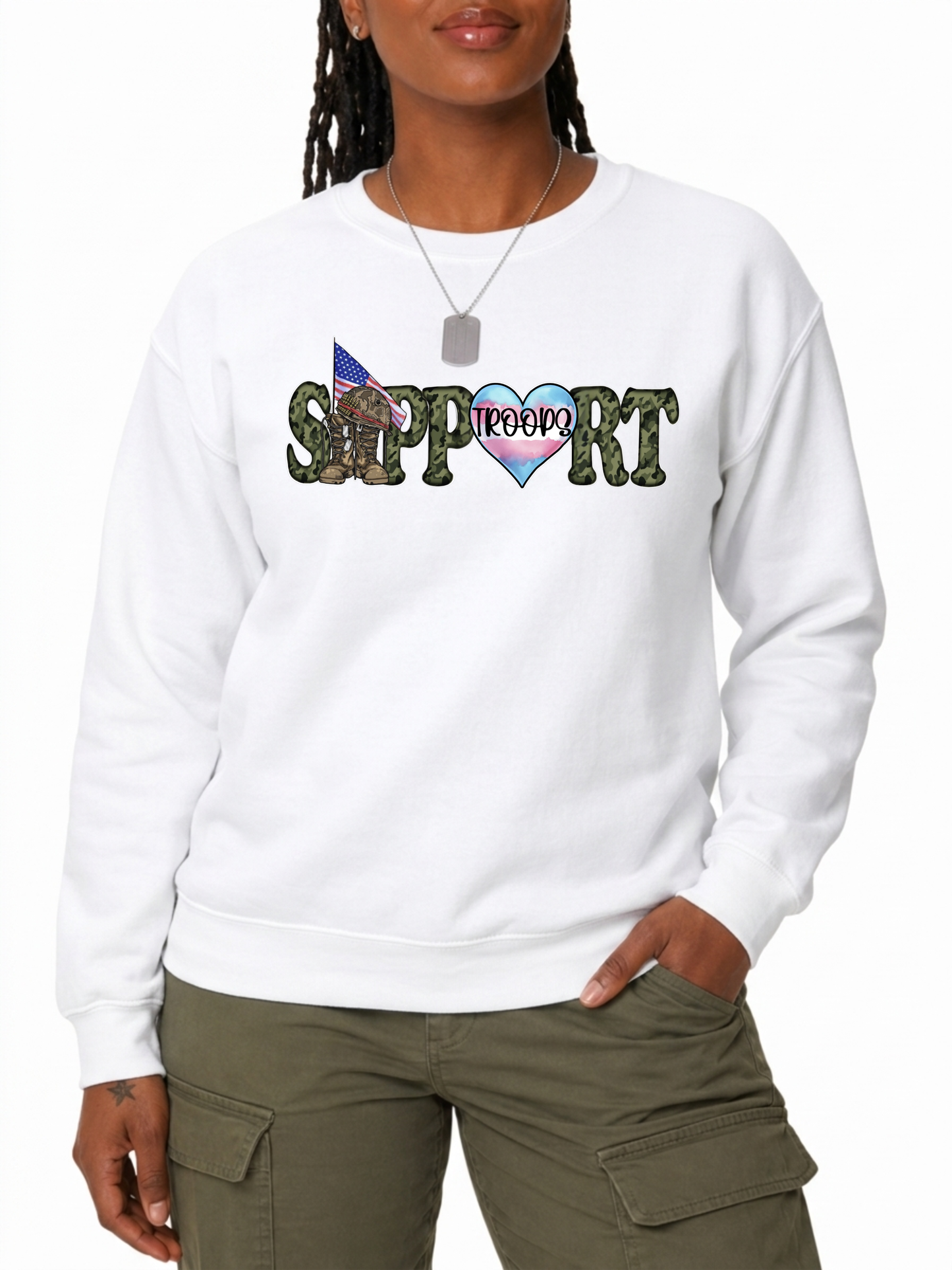 support trans troops unisex sweatshirt – the power collection