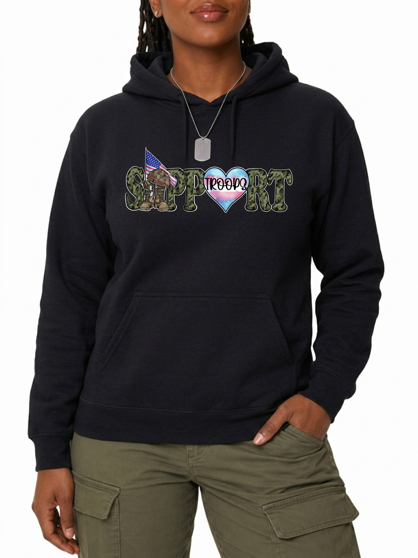 support trans troops unisex hoodie – the power collection