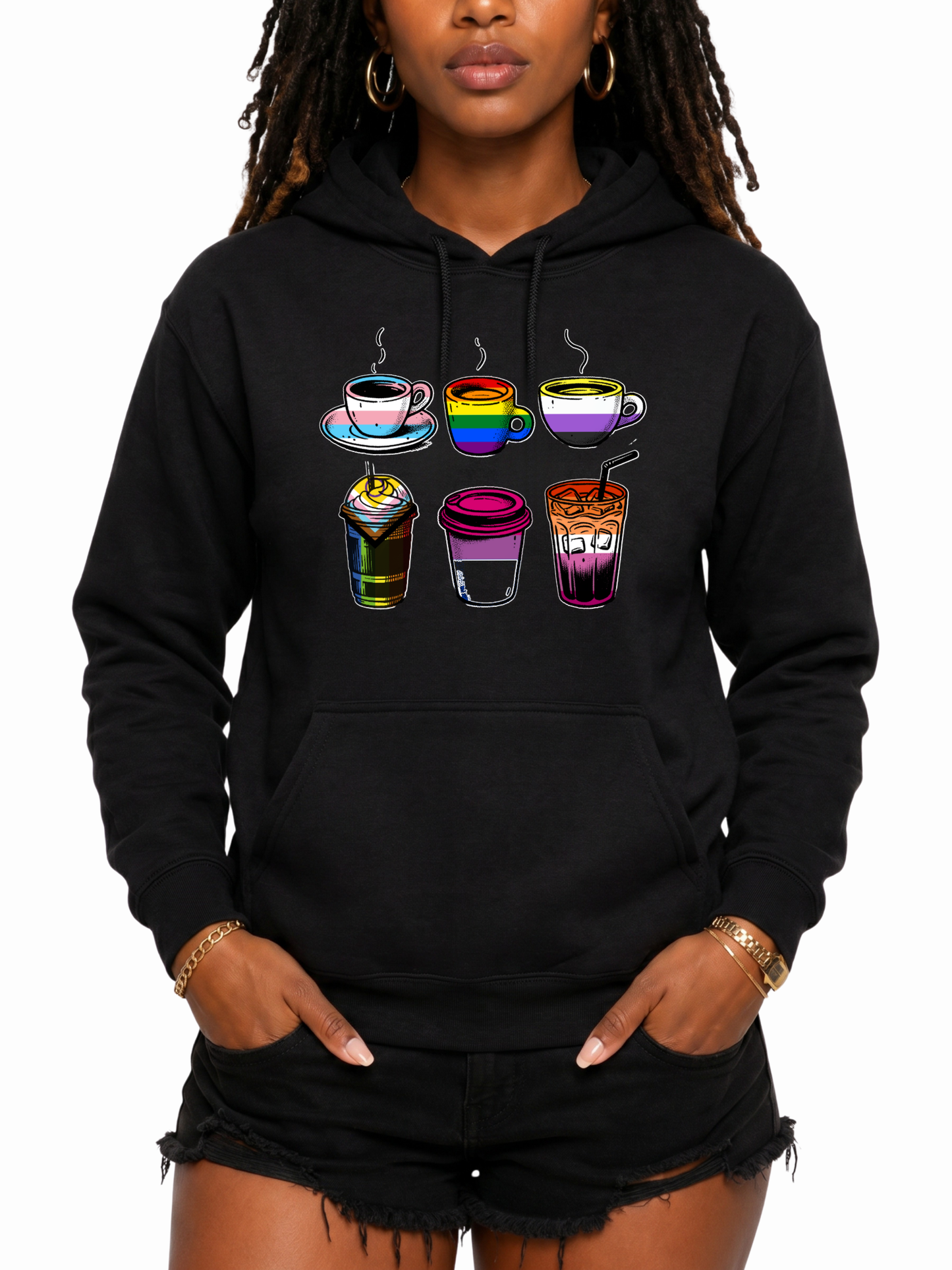 coffee cups unisex hoodie – taste of pride collection