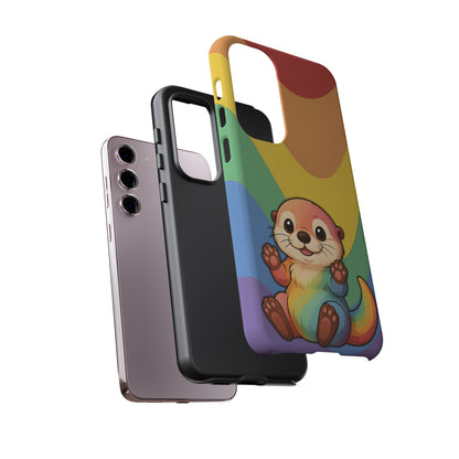 “Otterly Queer” – Retro Rainbow Pride Otter Android Tough Phone Case