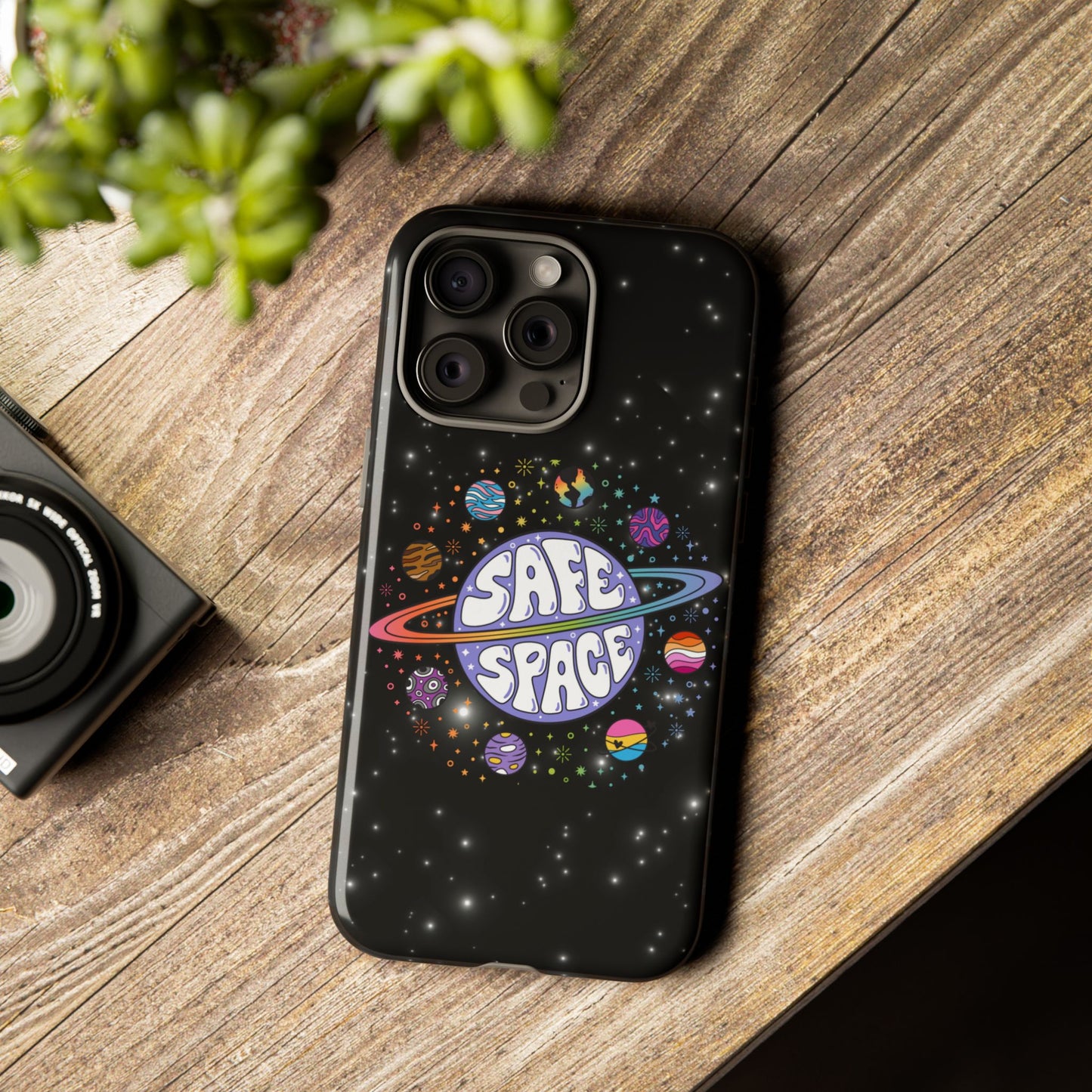 "safe space" lgbtqia+ pride galaxy android tough phone case