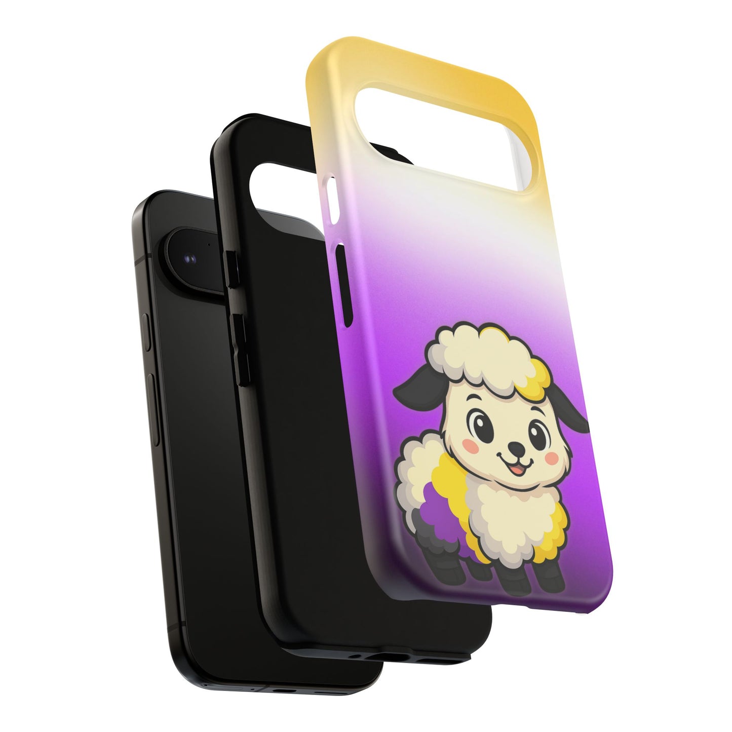 "nonbibaaary" – nonbinary pride sheep android tough phone case