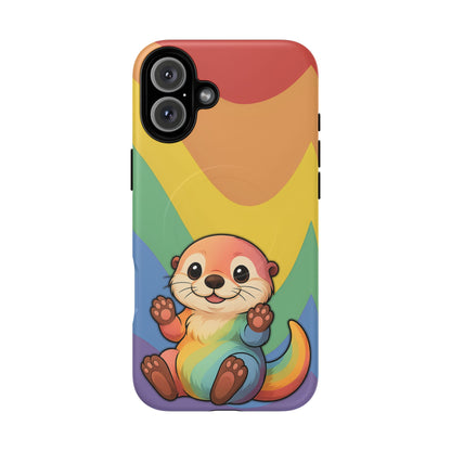 “Otterly Queer” – Retro Rainbow Pride Otter MagSafe® iPhone Tough Case