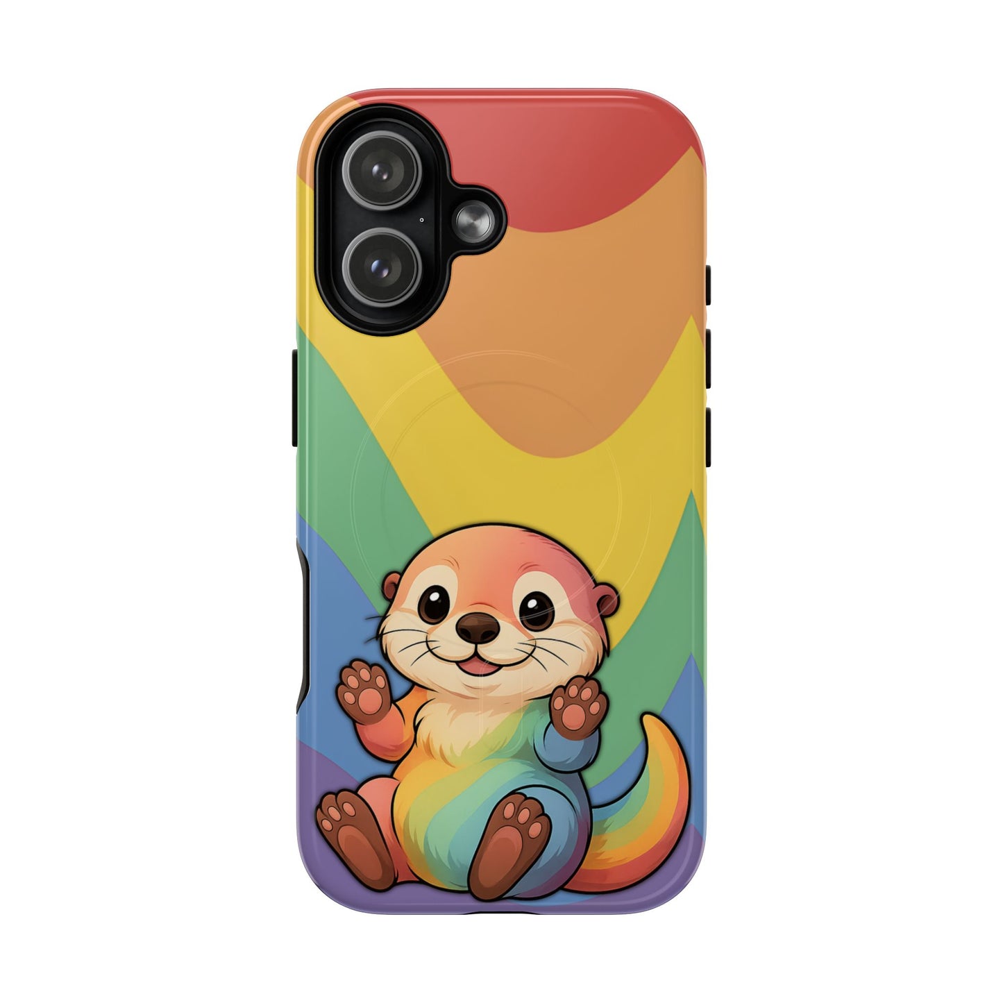 “otterly queer” – retro rainbow pride otter magsafe® iphone tough case