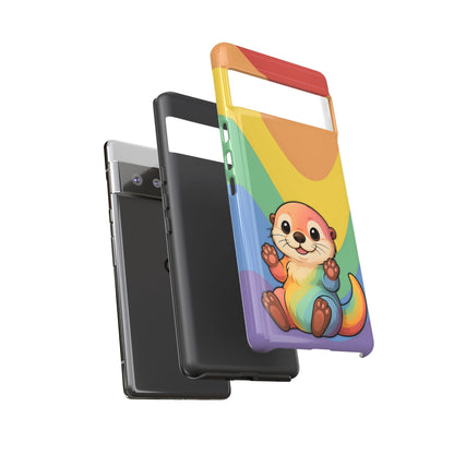 “Otterly Queer” – Retro Rainbow Pride Otter Android Tough Phone Case