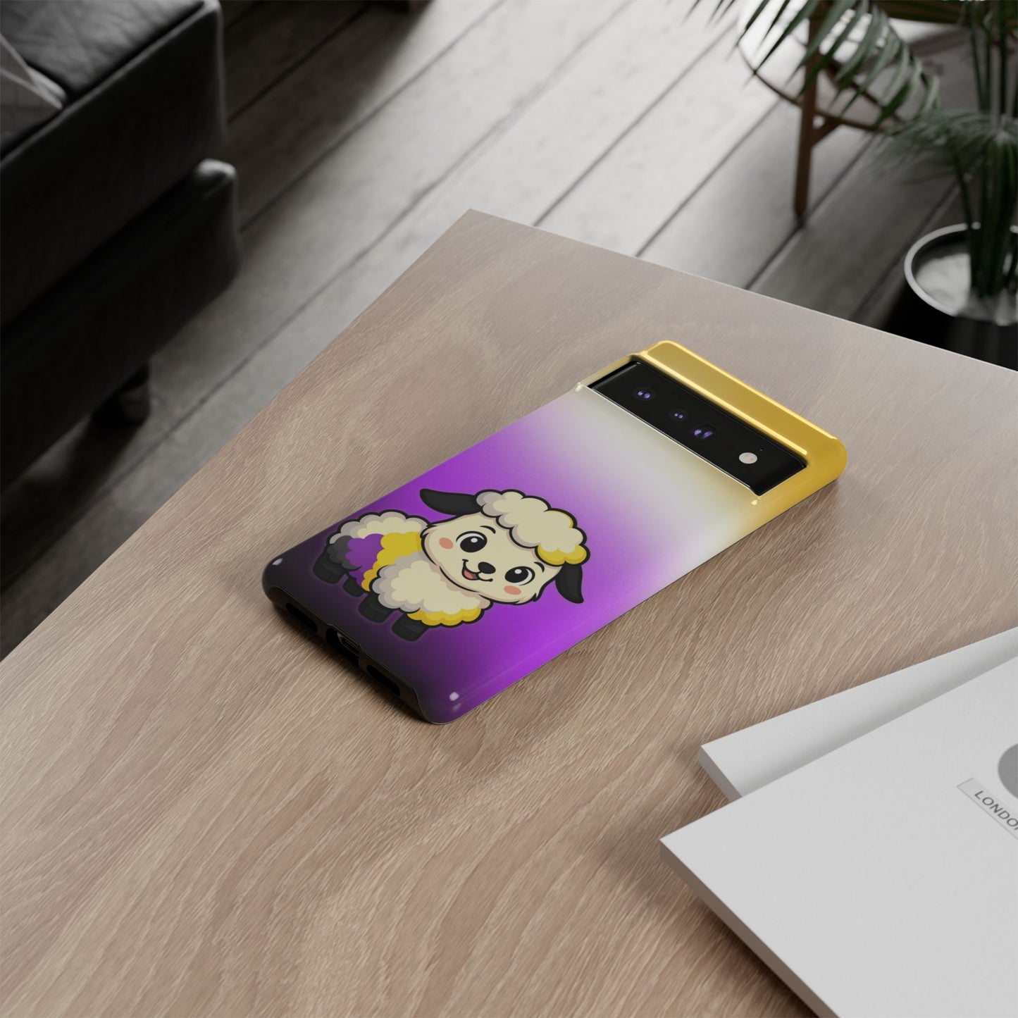 "nonbibaaary" – nonbinary pride sheep android tough phone case