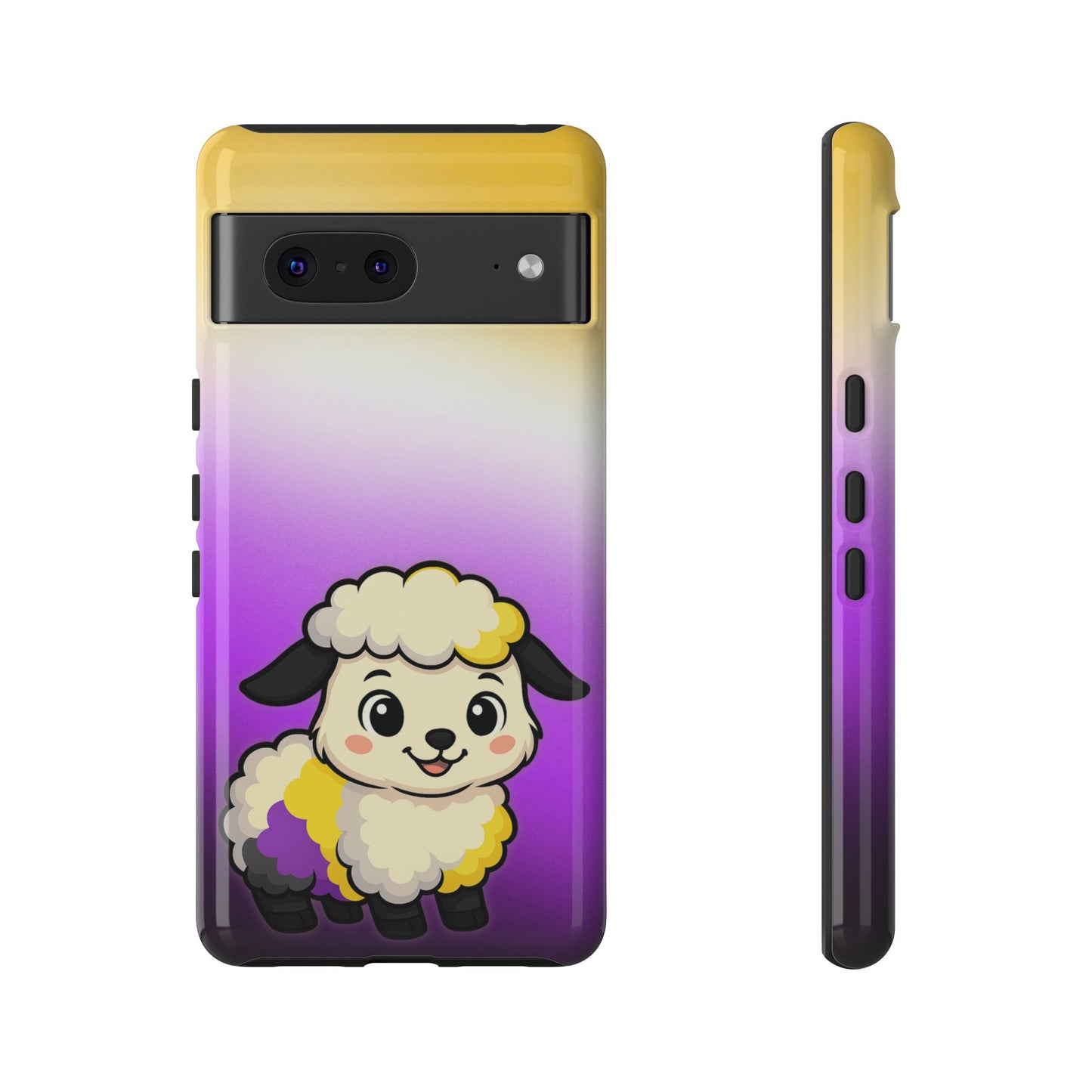 "nonbibaaary" – nonbinary pride sheep android tough phone case
