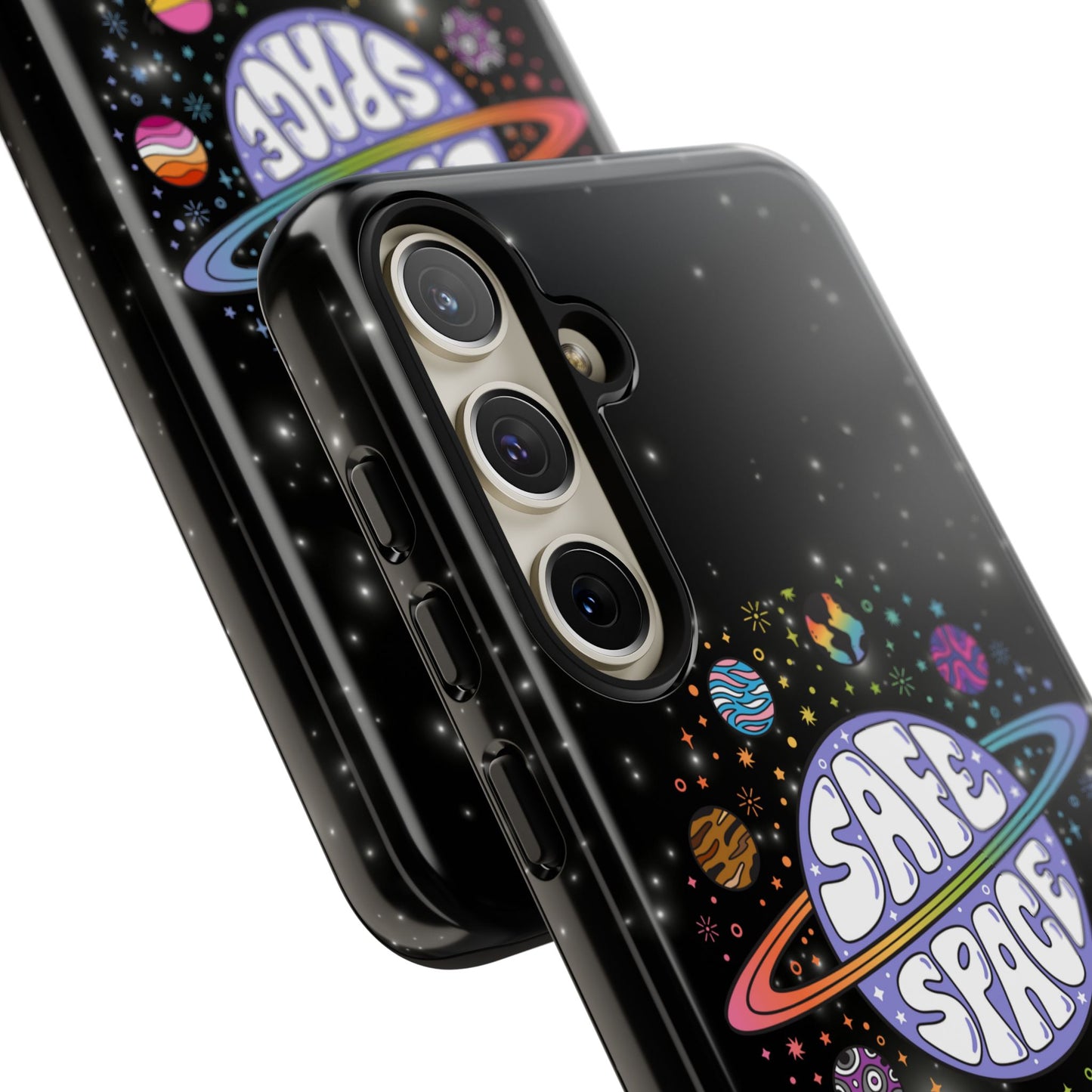"safe space" lgbtqia+ pride galaxy android tough phone case