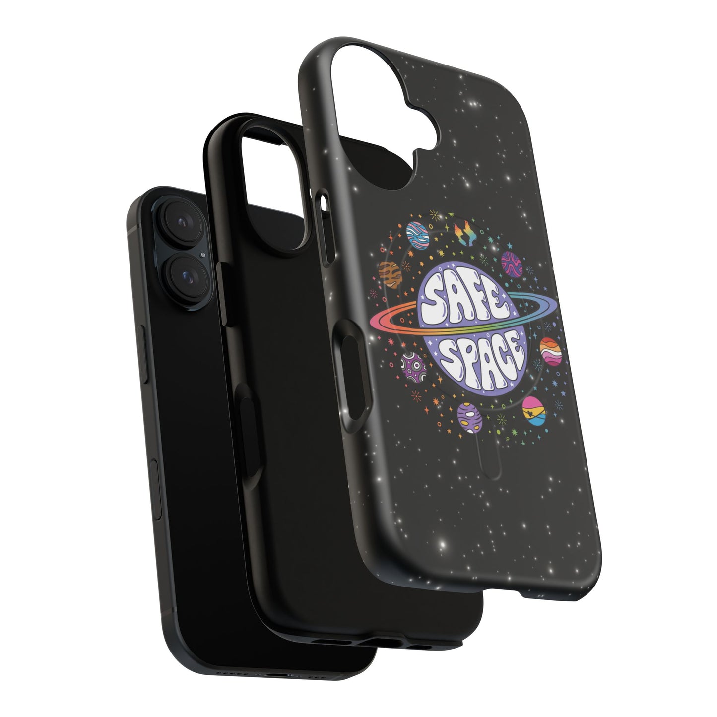 "safe space" lgbtqia+ pride galaxy magsafe® iphone case