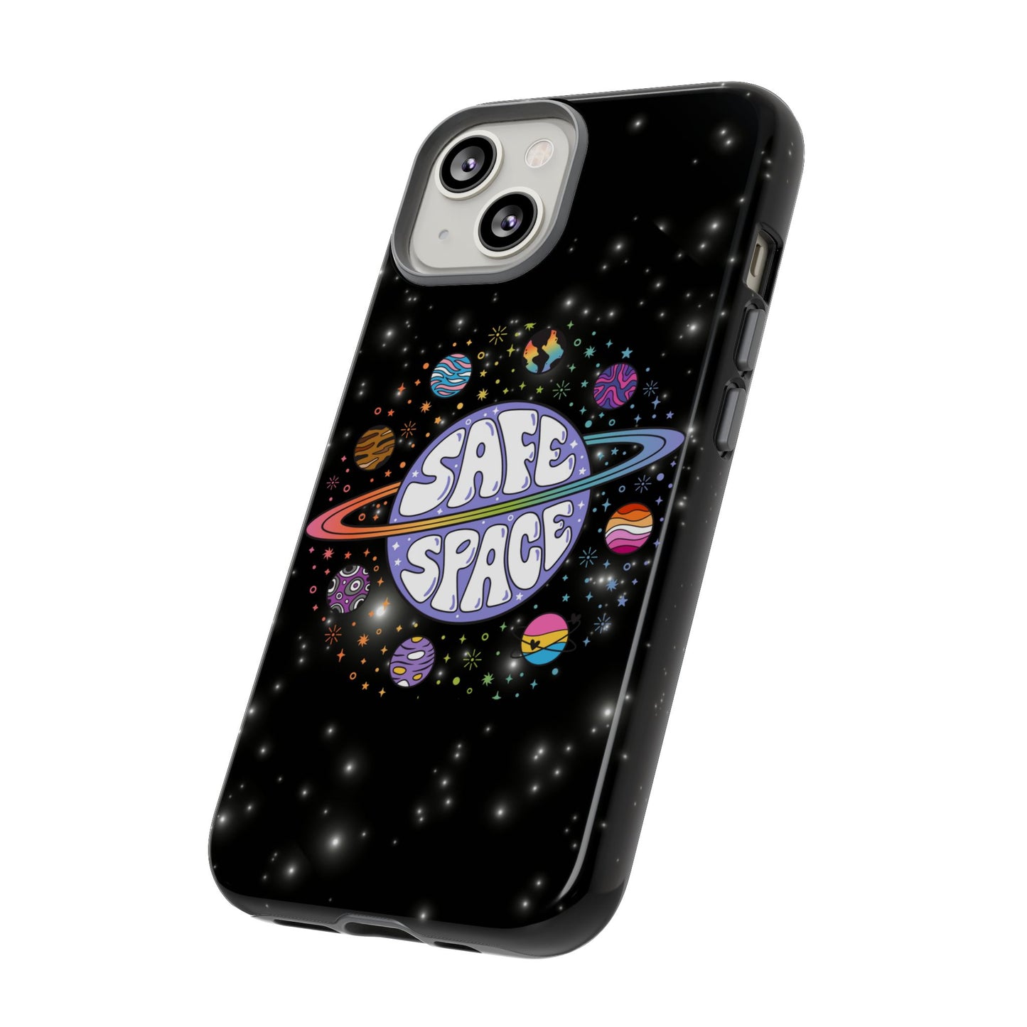 "safe space" lgbtqia+ pride galaxy android tough phone case