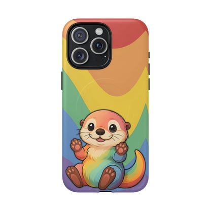 “Otterly Queer” – Retro Rainbow Pride Otter MagSafe® iPhone Tough Case