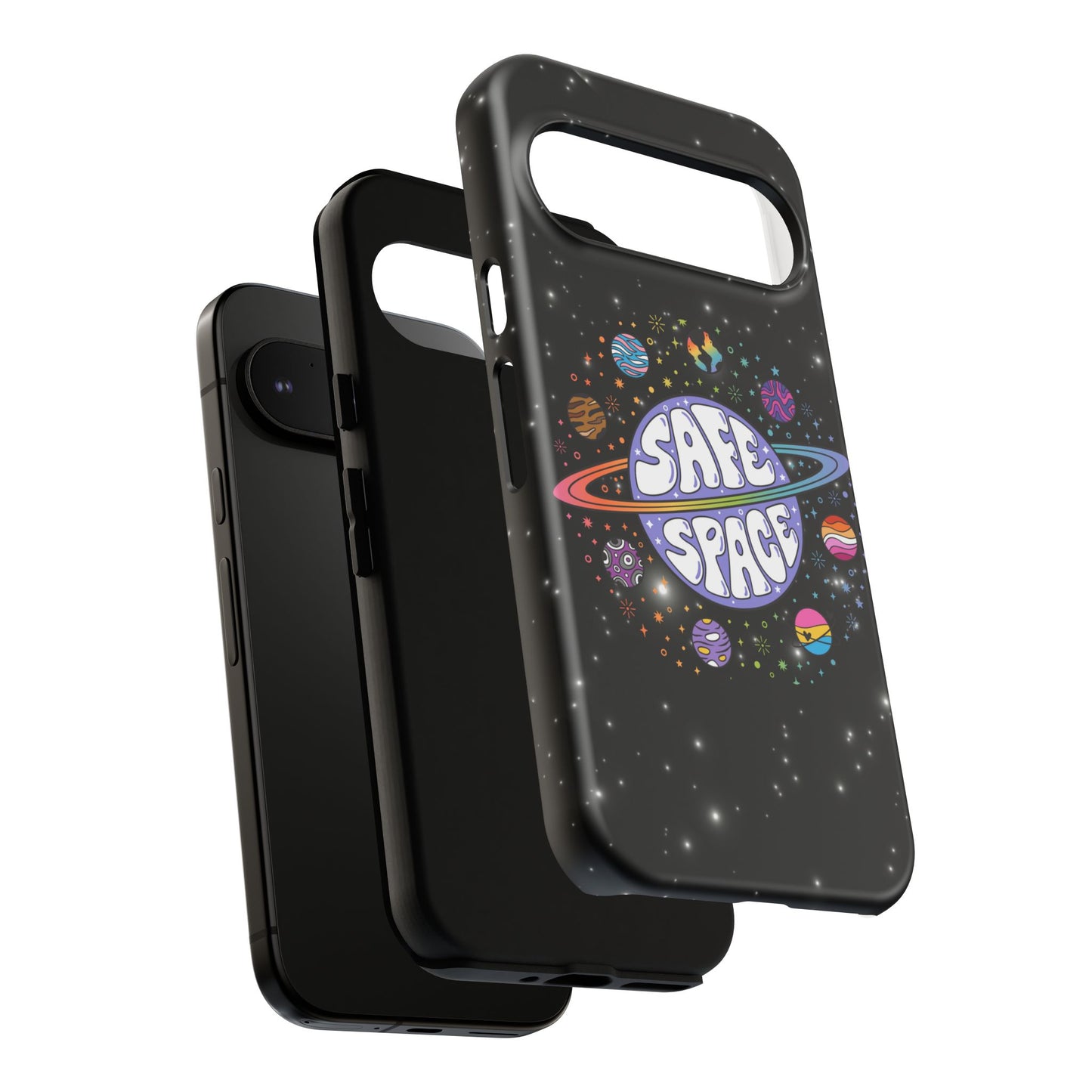 "safe space" lgbtqia+ pride galaxy android tough phone case