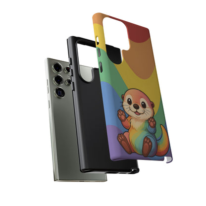 “Otterly Queer” – Retro Rainbow Pride Otter Android Tough Phone Case