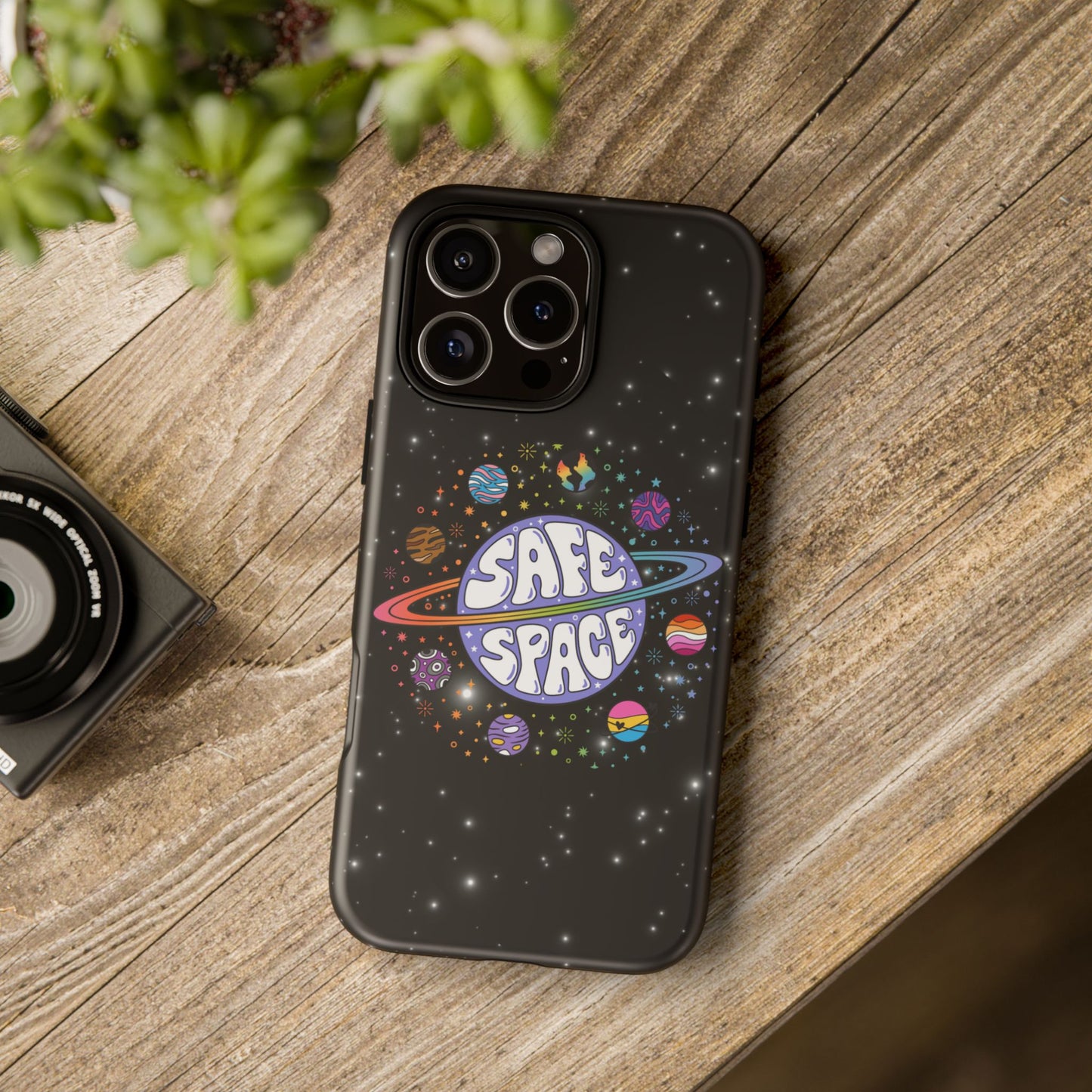 "safe space" lgbtqia+ pride galaxy android tough phone case