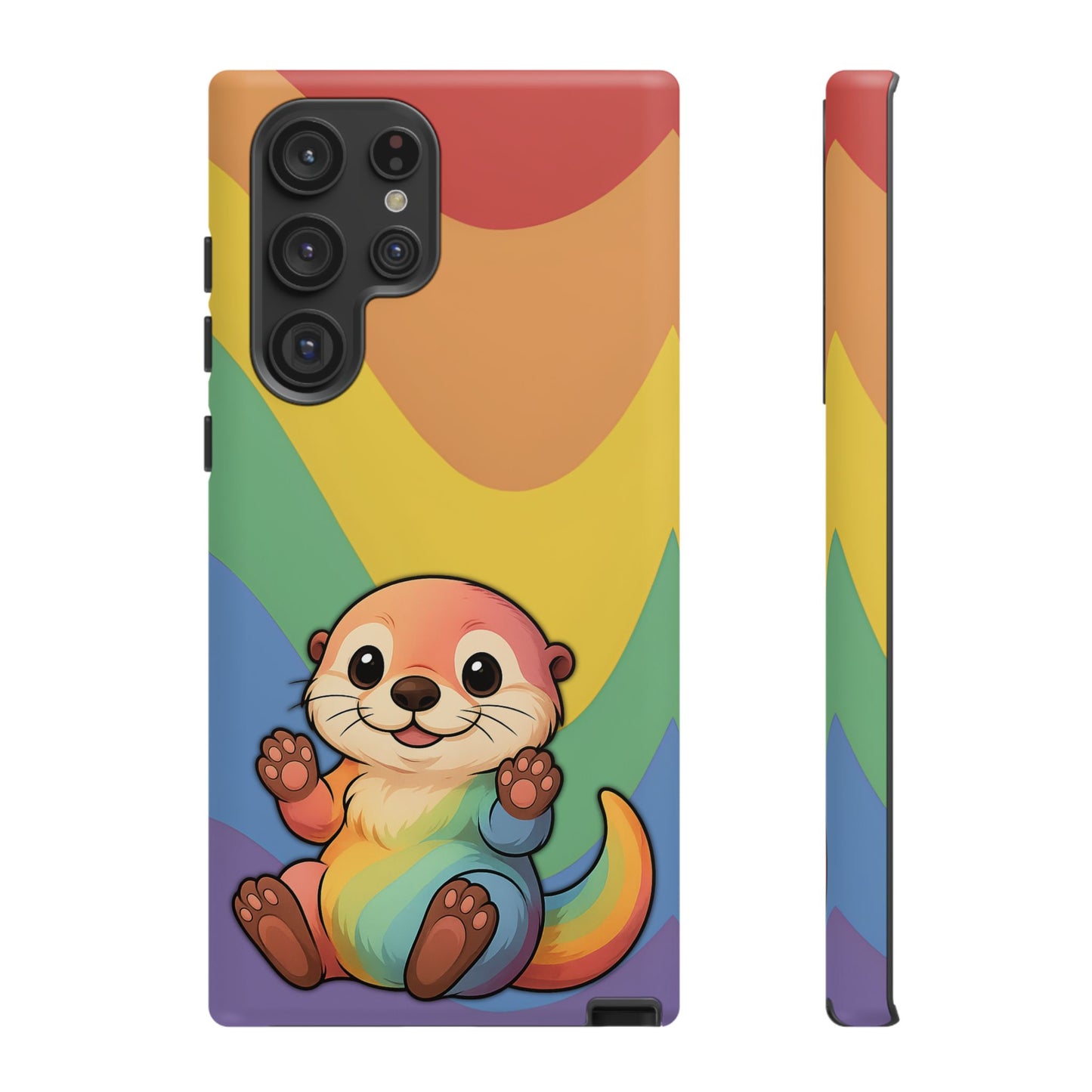 “otterly queer” – retro rainbow pride otter android tough phone case