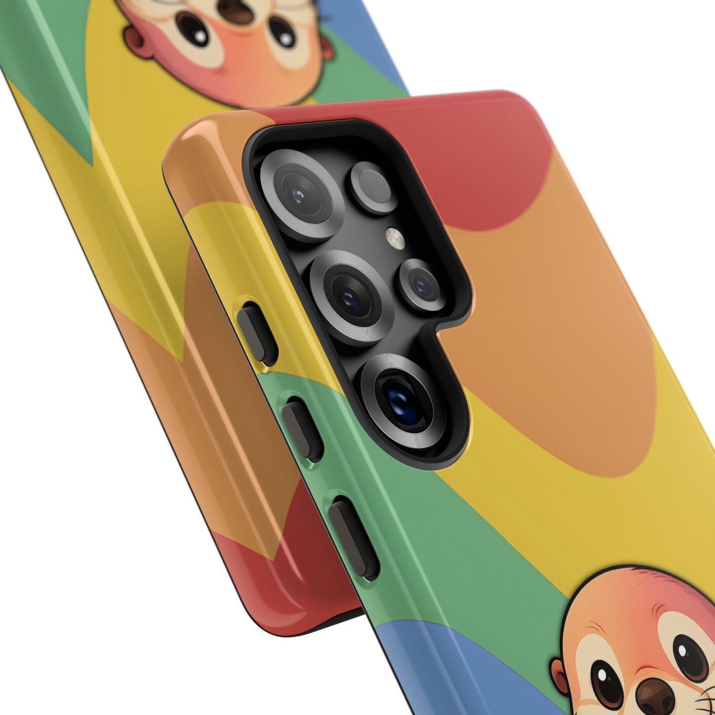 “otterly queer” – retro rainbow pride otter android tough phone case