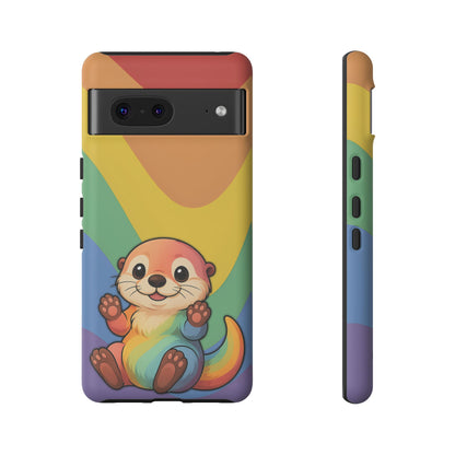 “Otterly Queer” – Retro Rainbow Pride Otter Android Tough Phone Case