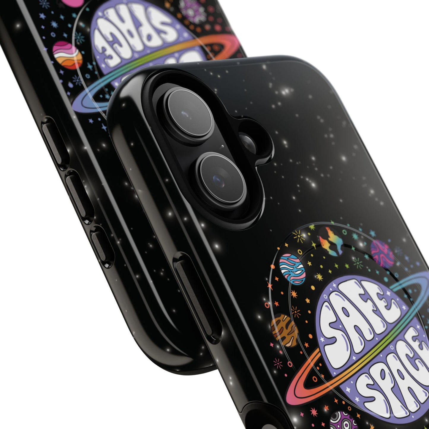 "safe space" lgbtqia+ pride galaxy magsafe® iphone case