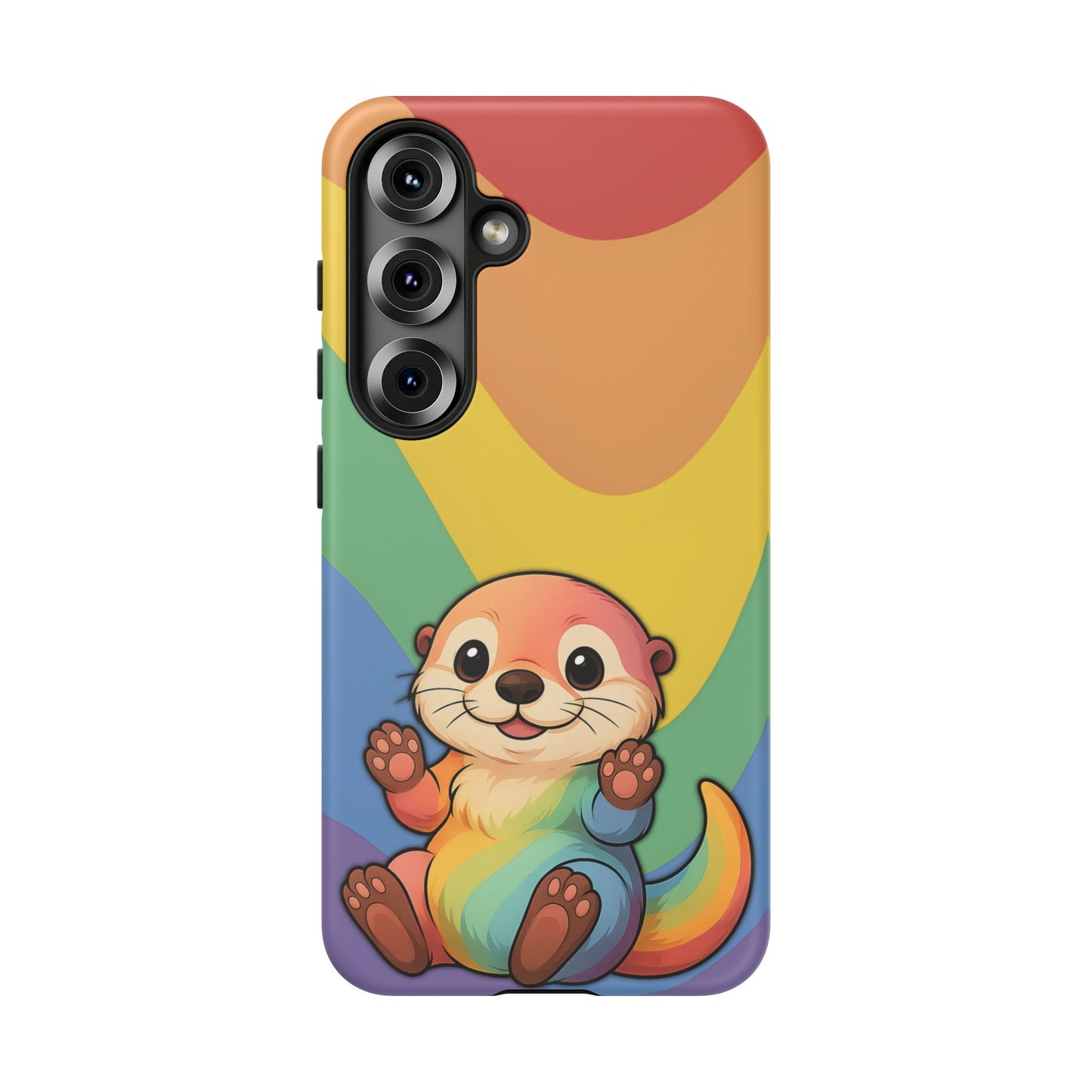 “otterly queer” – retro rainbow pride otter android tough phone case