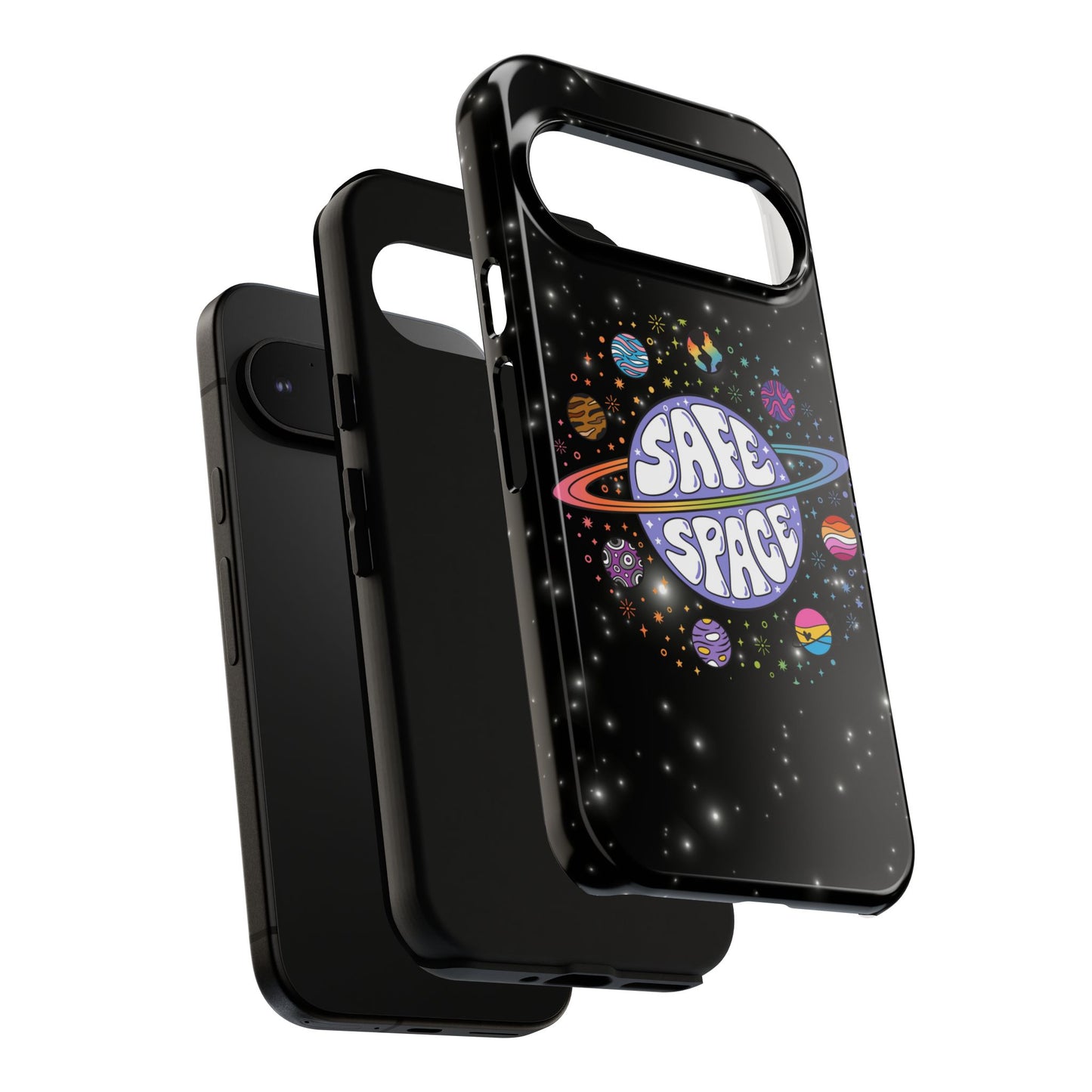 "safe space" lgbtqia+ pride galaxy android tough phone case