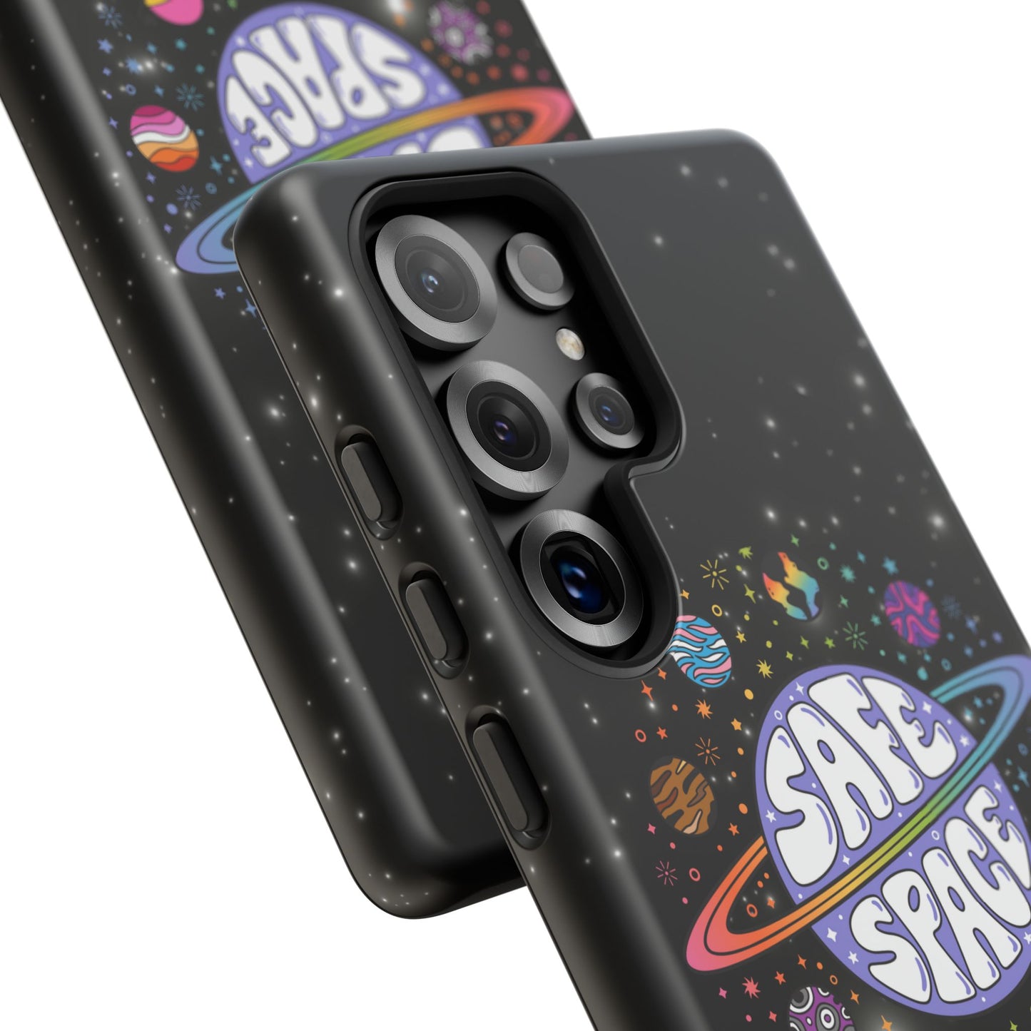 "safe space" lgbtqia+ pride galaxy android tough phone case