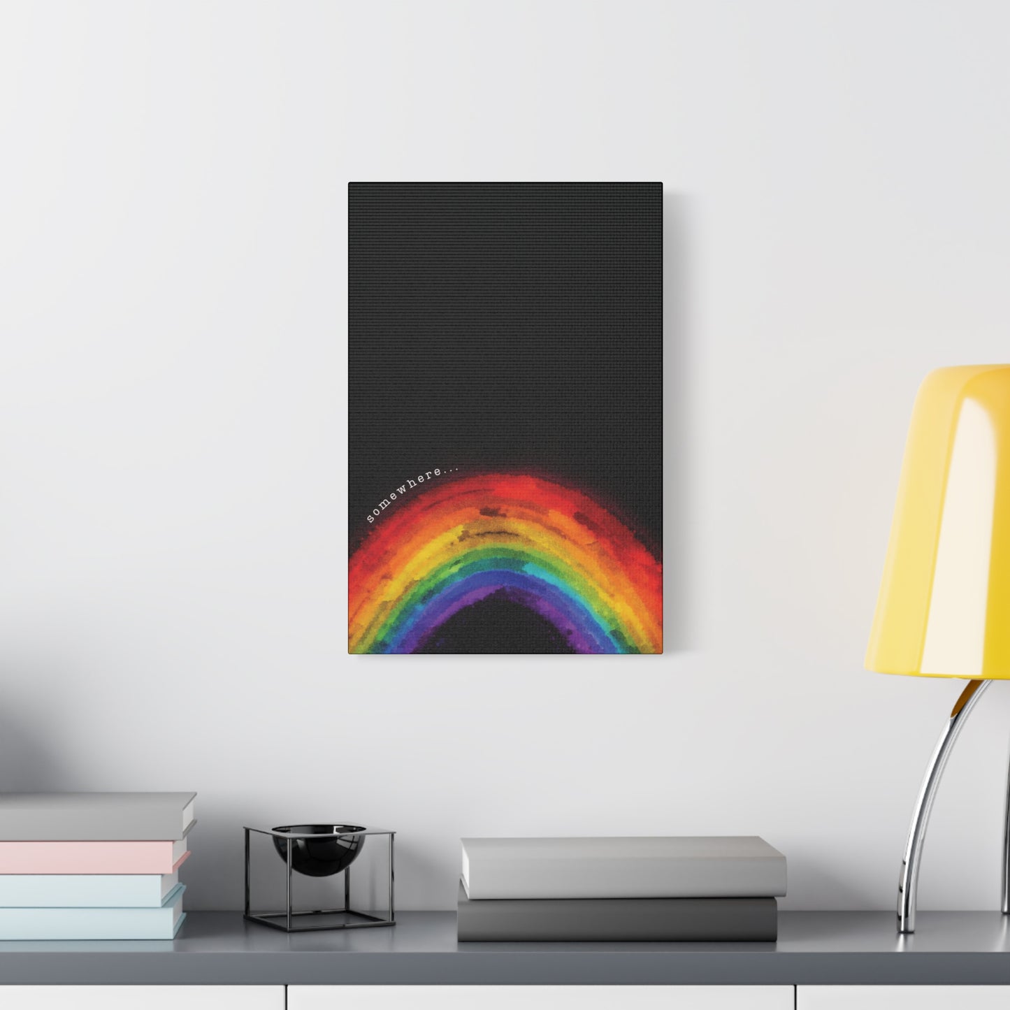 somewhere. | vibrant abstract watercolor rainbow canvas wall art