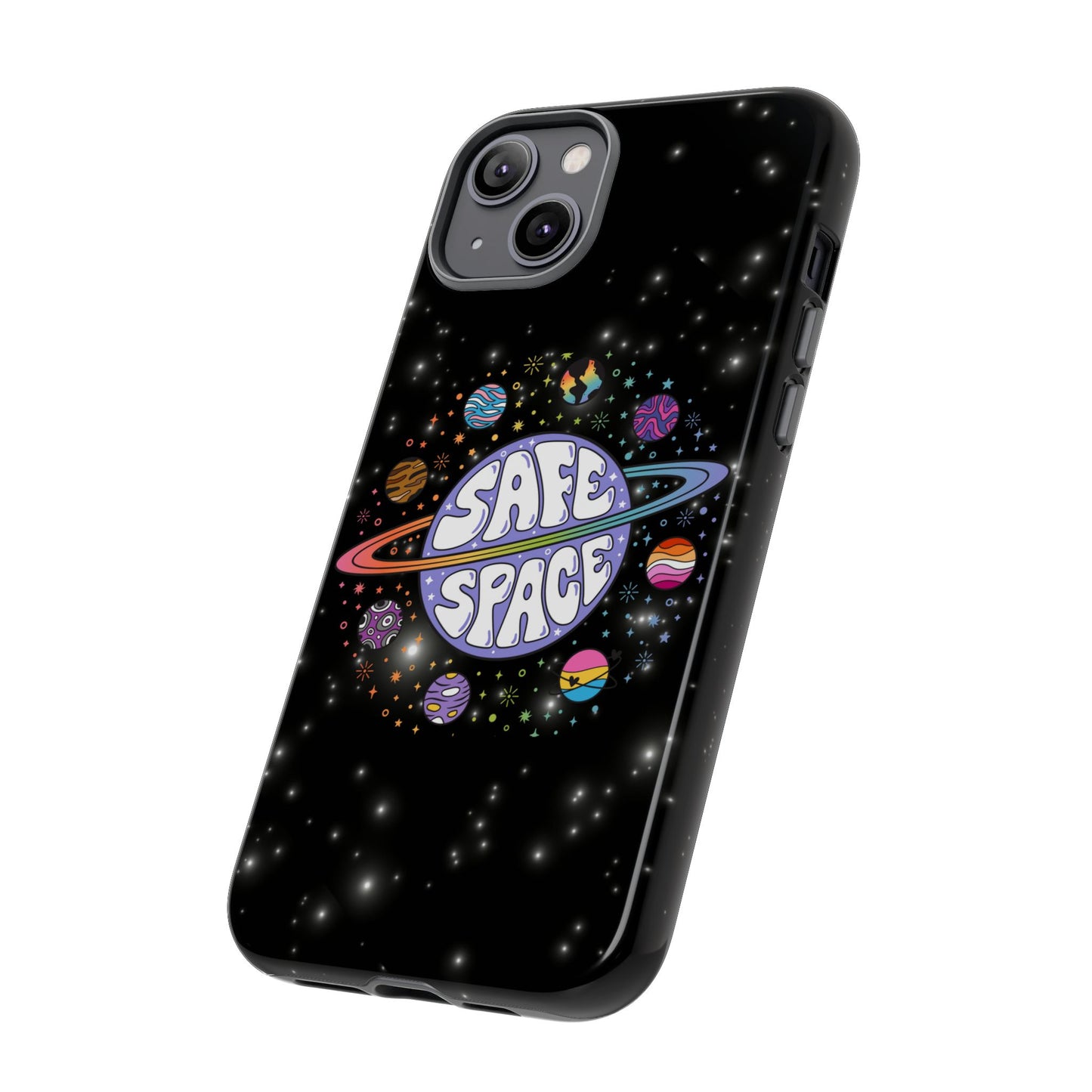 "safe space" lgbtqia+ pride galaxy android tough phone case