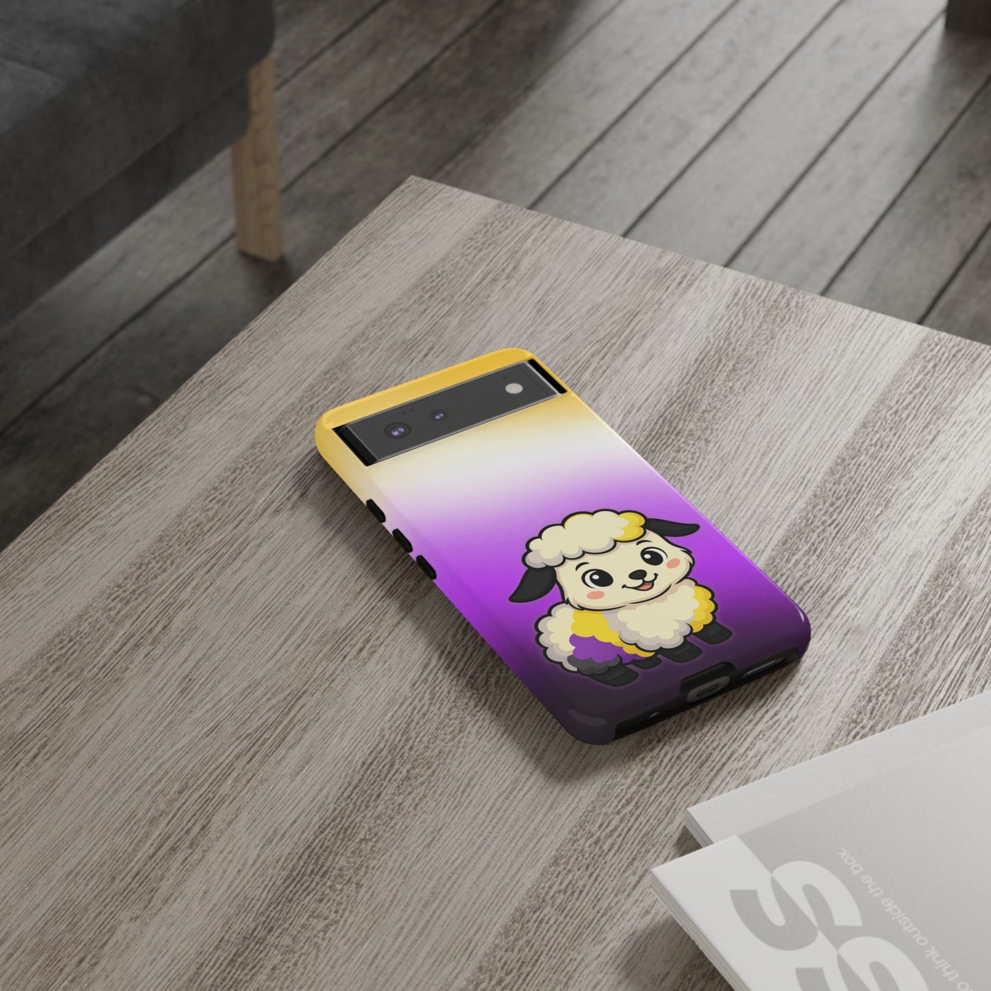 "nonbibaaary" – nonbinary pride sheep android tough phone case