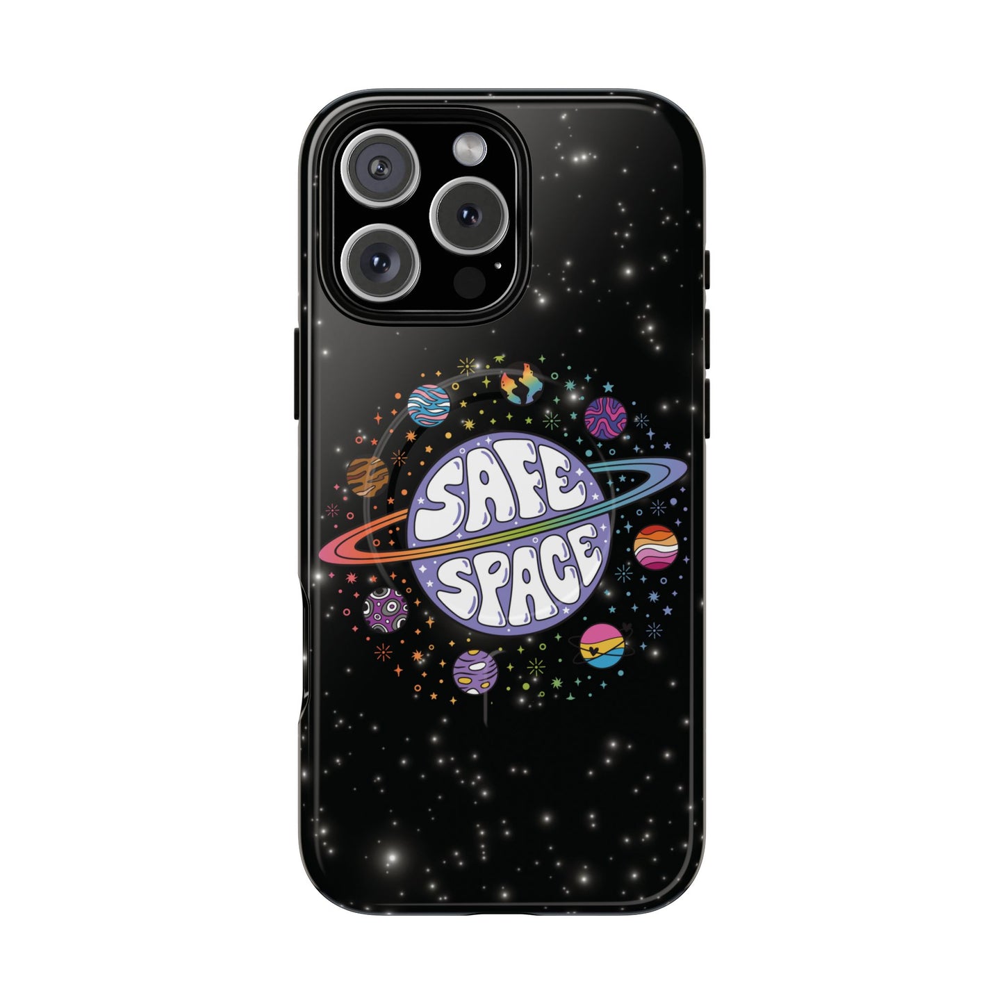"safe space" lgbtqia+ pride galaxy magsafe® iphone case