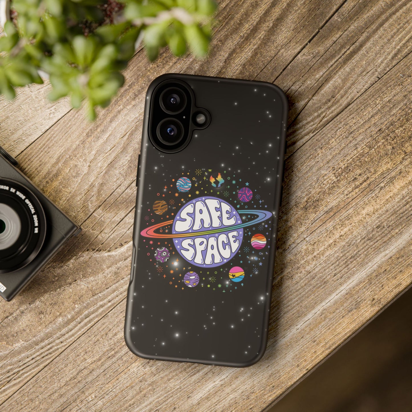 "safe space" lgbtqia+ pride galaxy android tough phone case