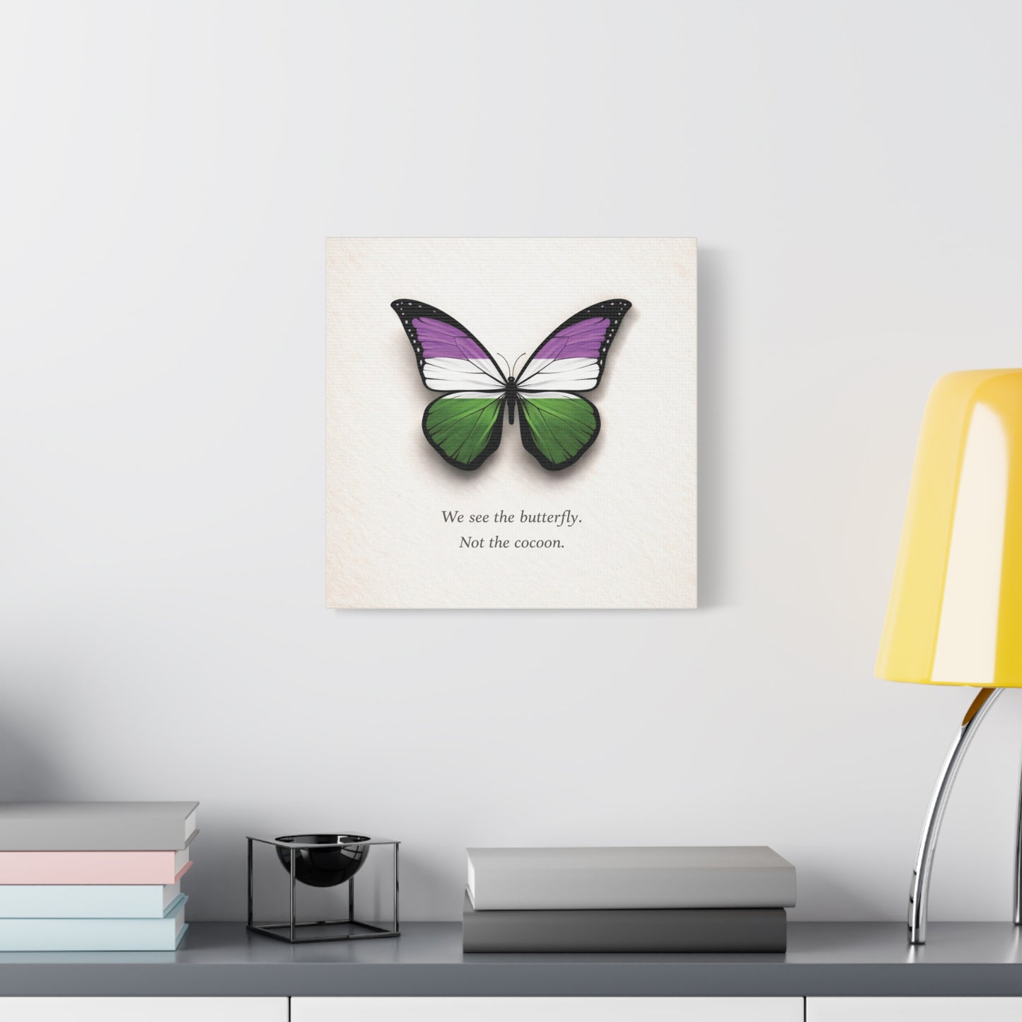 genderqueer pride butterfly | metamorphosis series canvas wall art