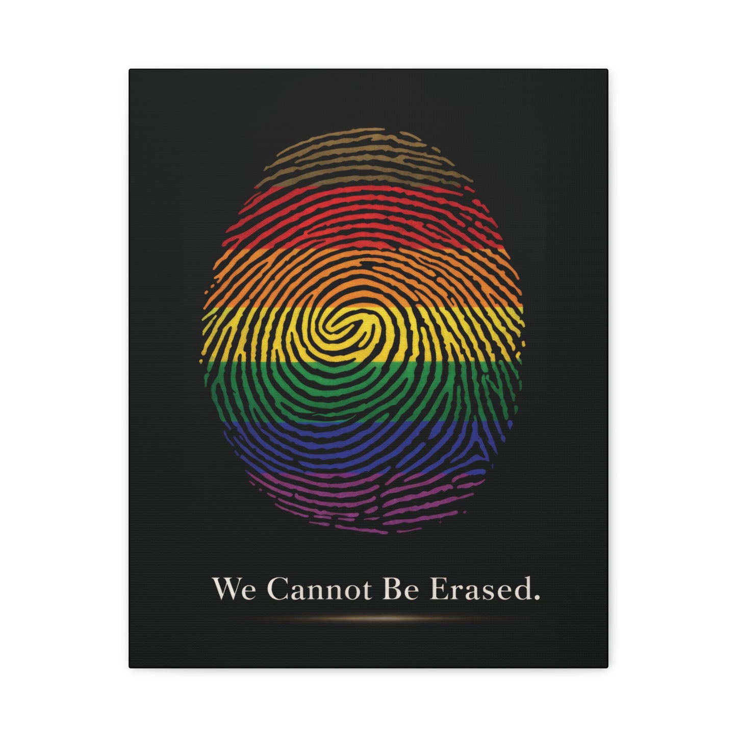 we cannot be erased | lgbtq pride fingerprint canvas wall art