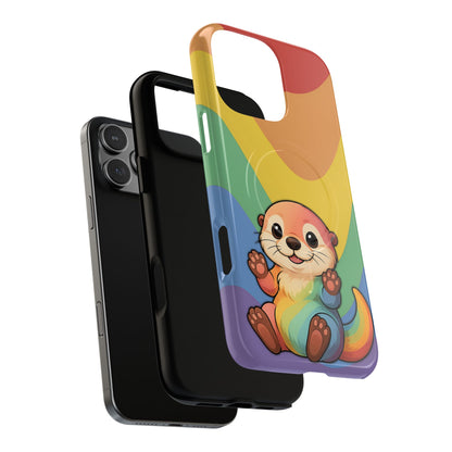 “Otterly Queer” – Retro Rainbow Pride Otter MagSafe® iPhone Tough Case