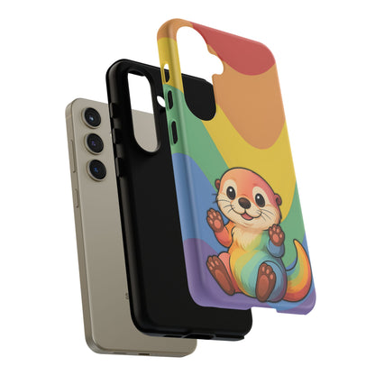 “Otterly Queer” – Retro Rainbow Pride Otter Android Tough Phone Case