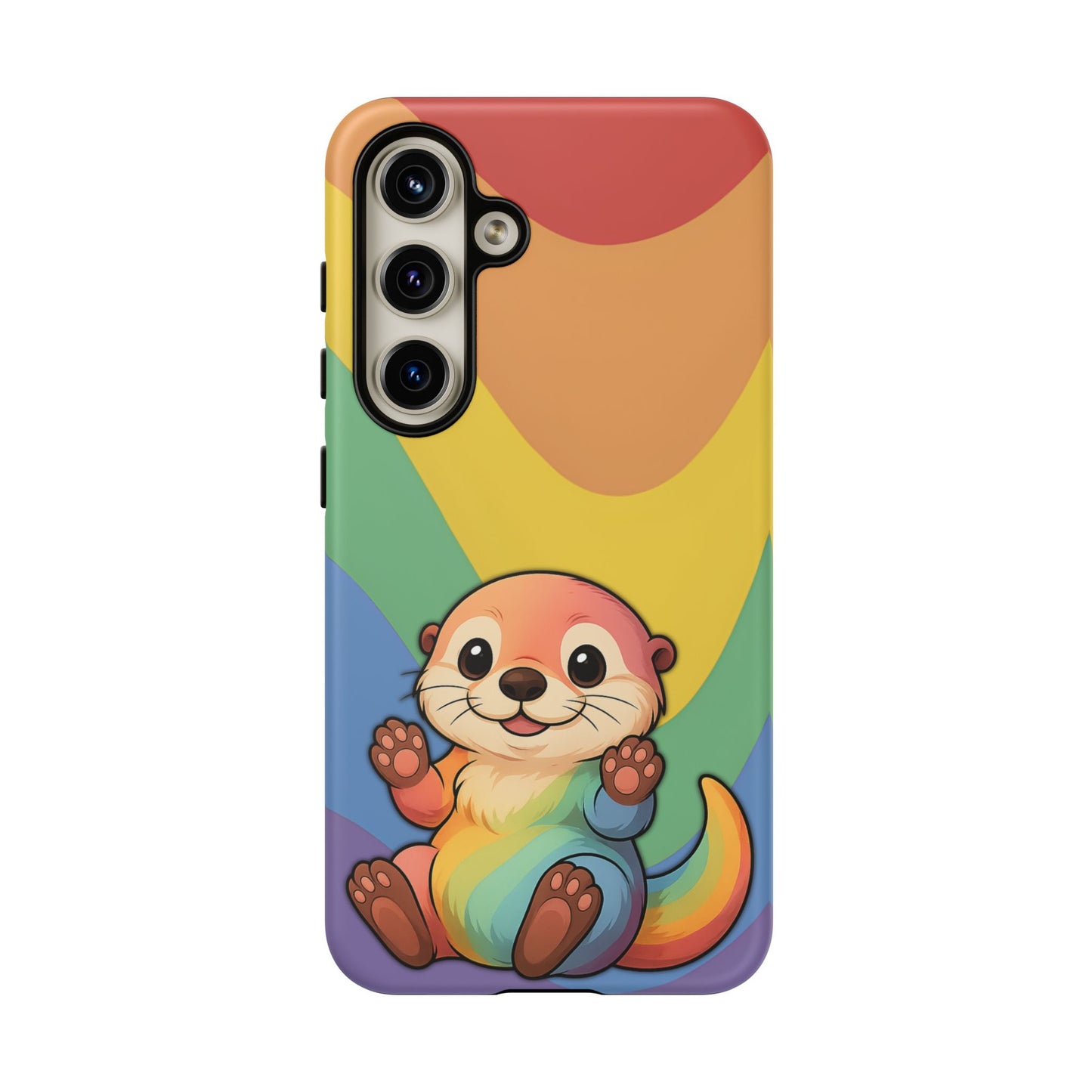 “otterly queer” – retro rainbow pride otter android tough phone case