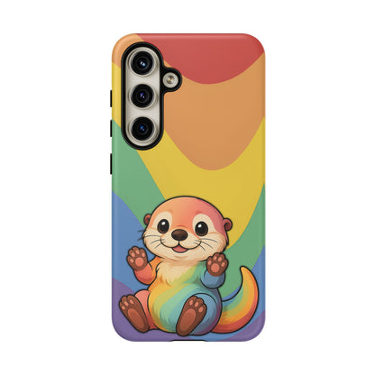 “Otterly Queer” – Retro Rainbow Pride Otter Android Tough Phone Case