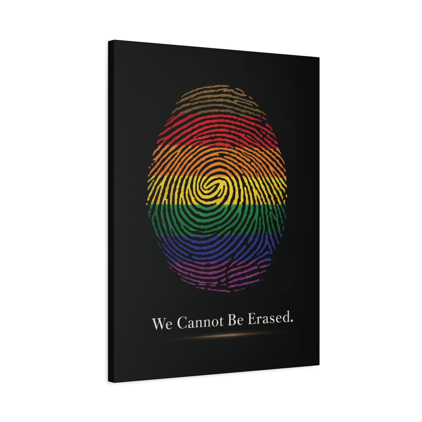 we cannot be erased | lgbtq pride fingerprint canvas wall art