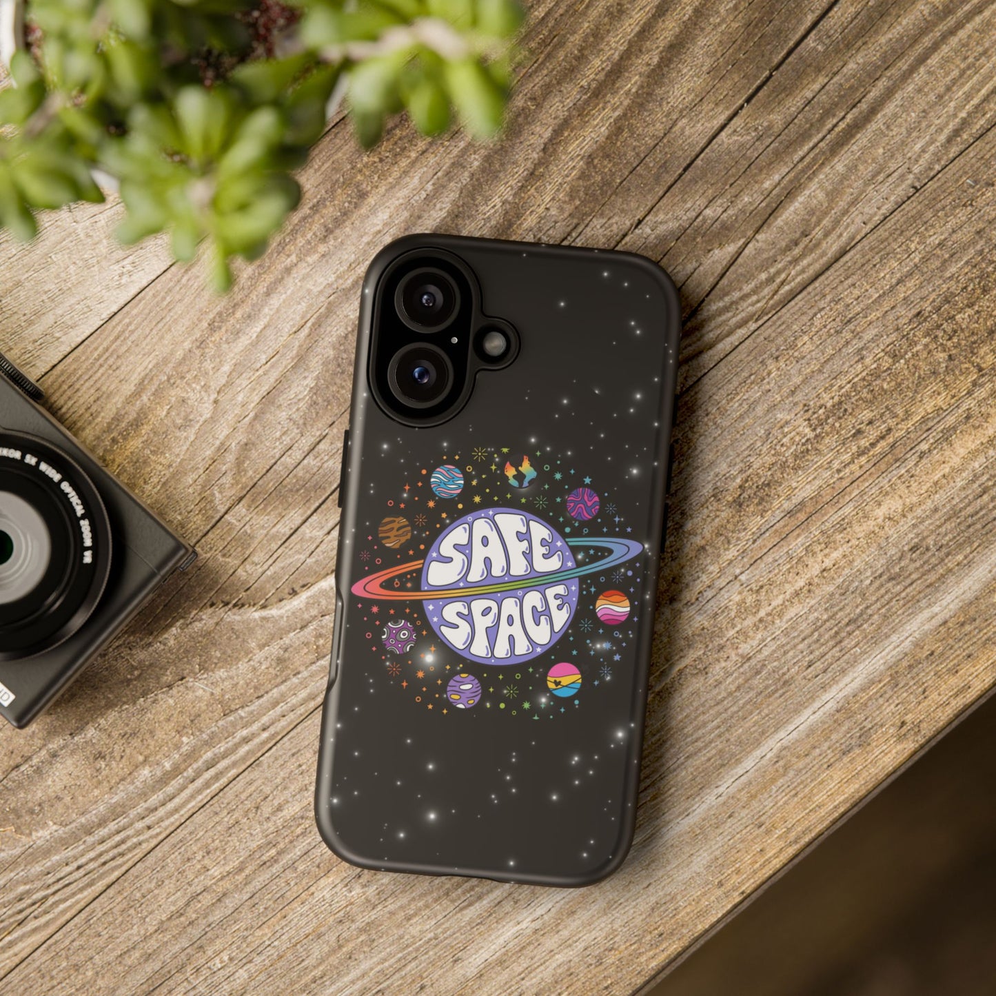 "safe space" lgbtqia+ pride galaxy android tough phone case