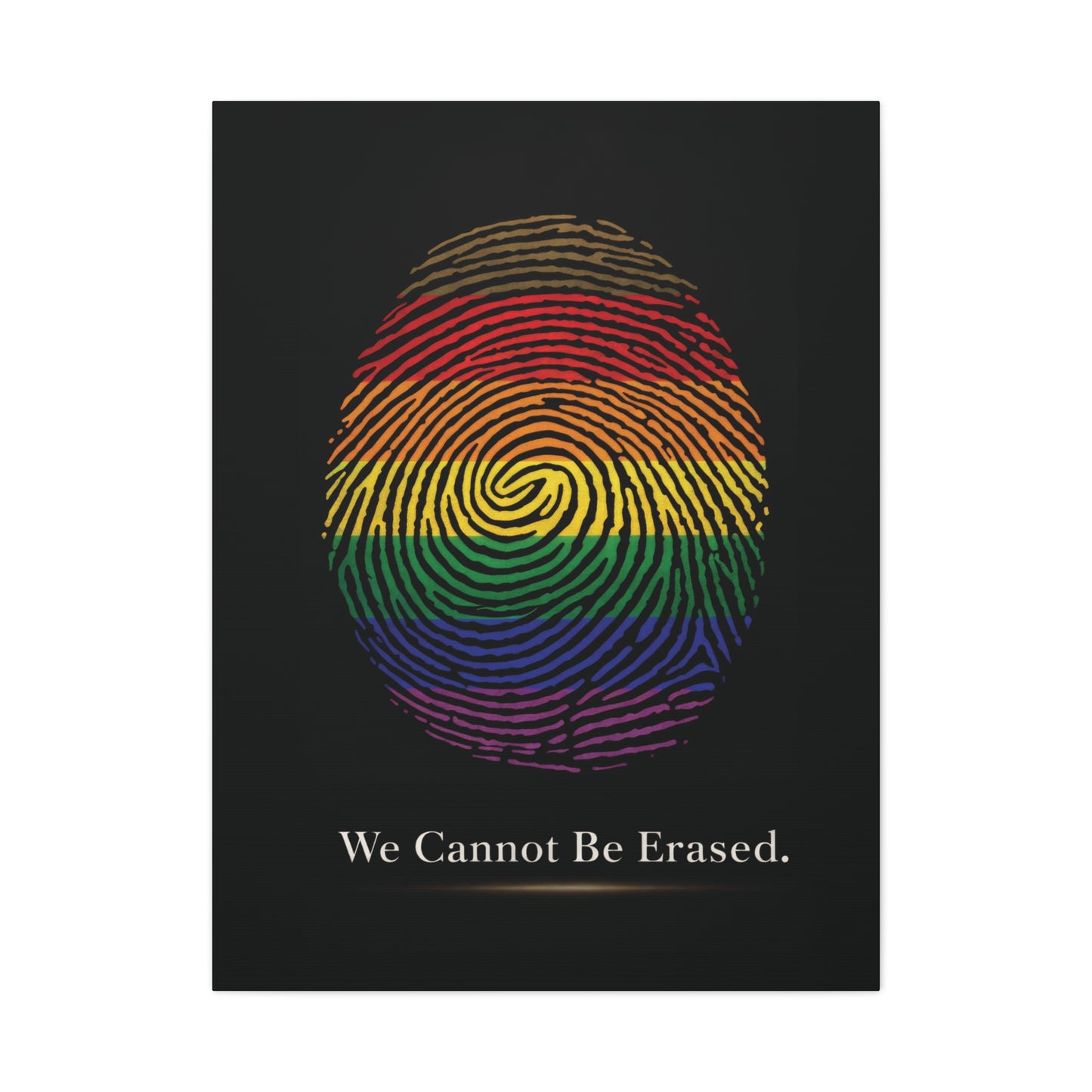 we cannot be erased | lgbtq pride fingerprint canvas wall art