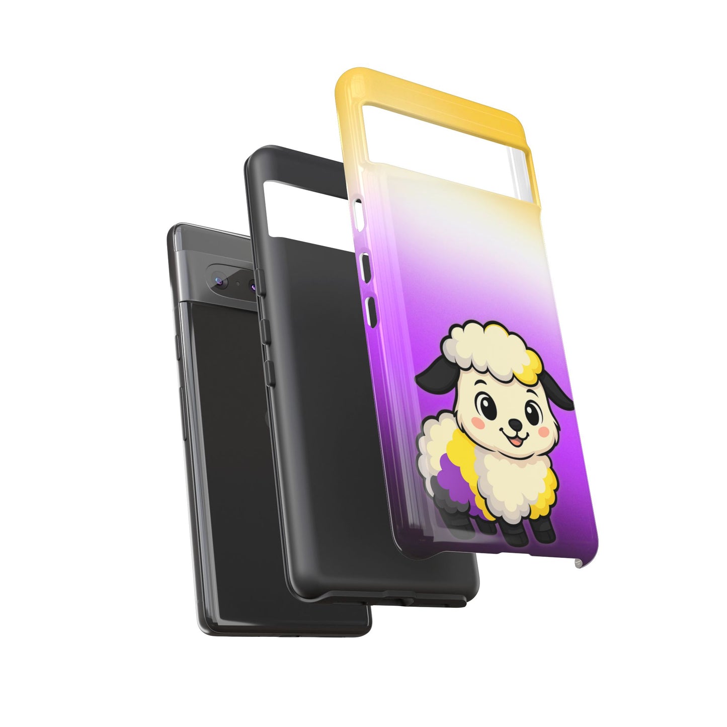 "nonbibaaary" – nonbinary pride sheep android tough phone case