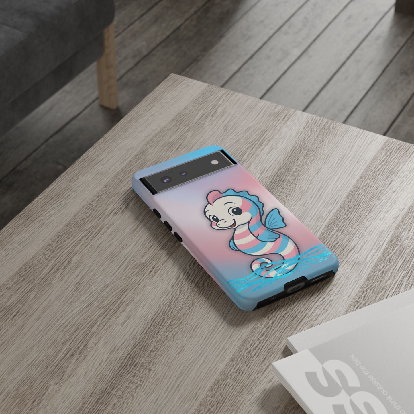 “sea me” – trans pride seahorse android tough phone case