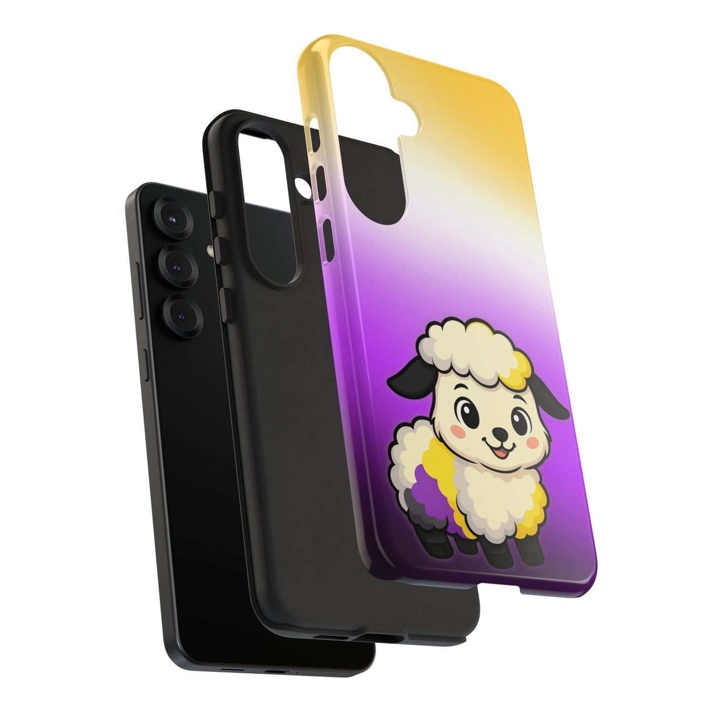 "nonbibaaary" – nonbinary pride sheep android tough phone case