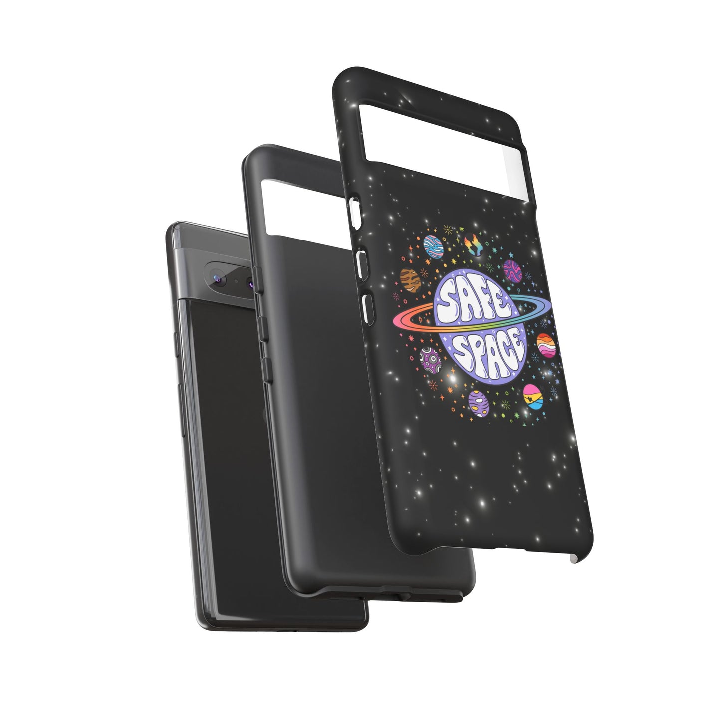 "safe space" lgbtqia+ pride galaxy android tough phone case