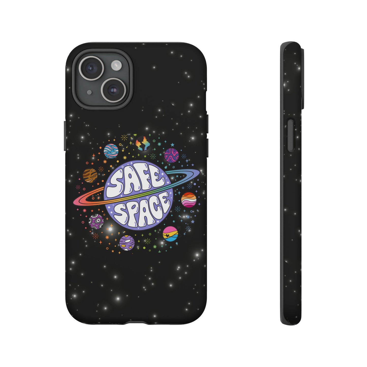 "safe space" lgbtqia+ pride galaxy android tough phone case