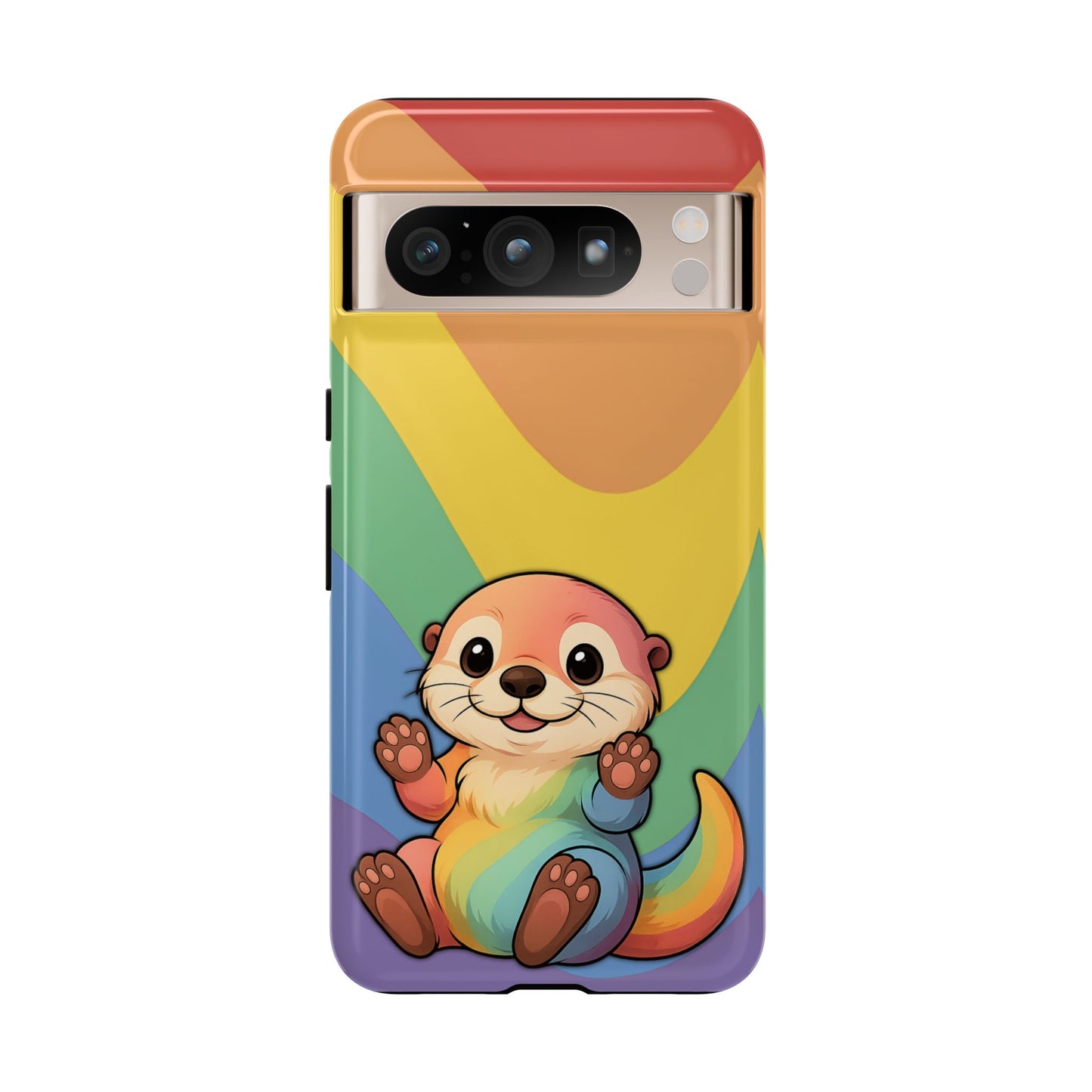“otterly queer” – retro rainbow pride otter android tough phone case