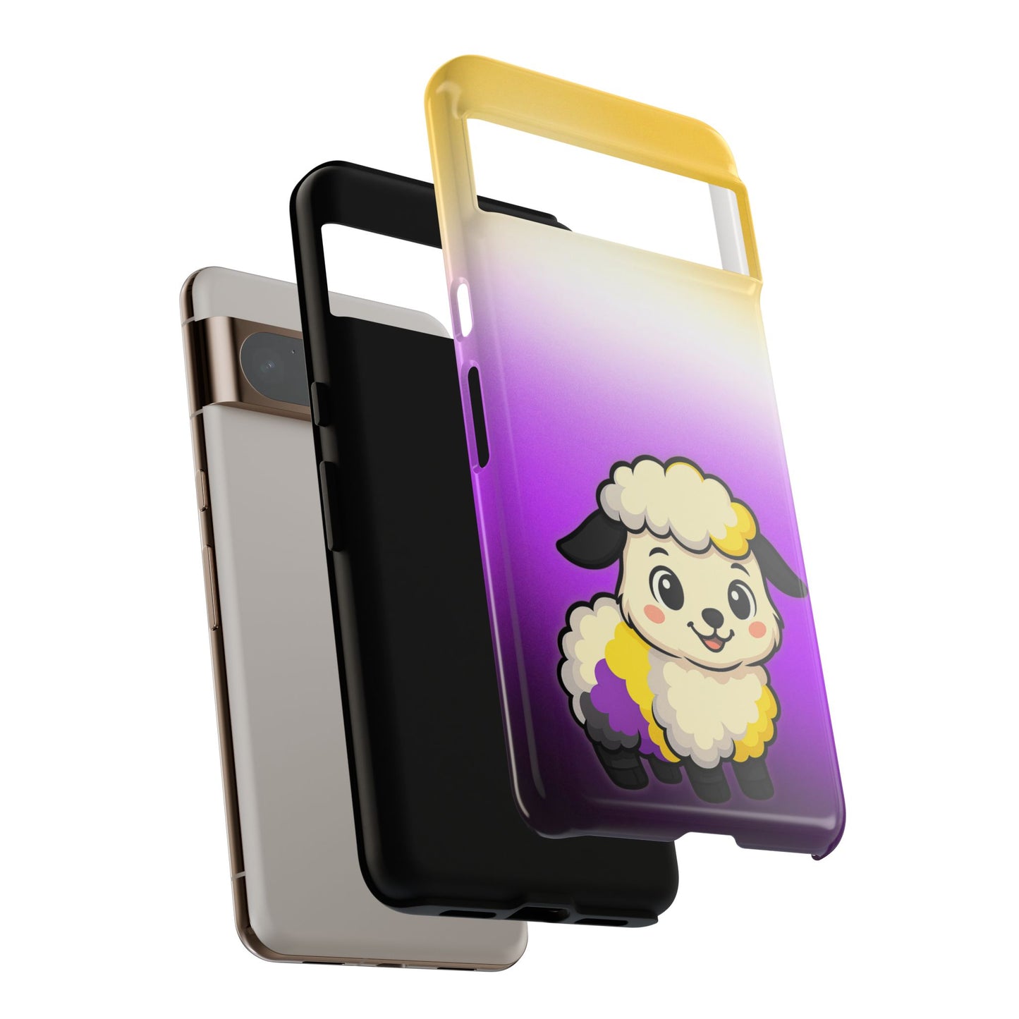 "nonbibaaary" – nonbinary pride sheep android tough phone case