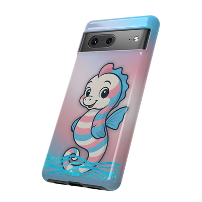 “Sea Me” – Trans Pride Seahorse Android Tough Phone Case