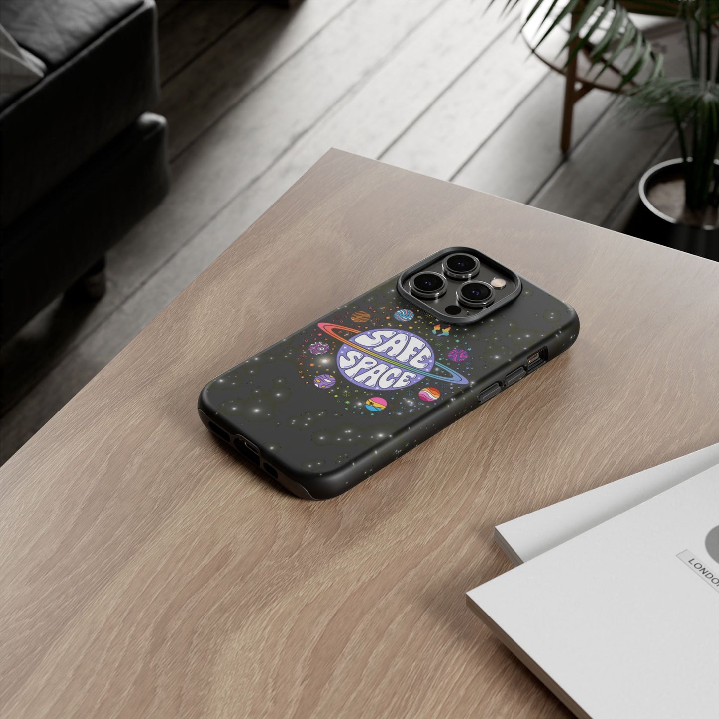 "safe space" lgbtqia+ pride galaxy android tough phone case