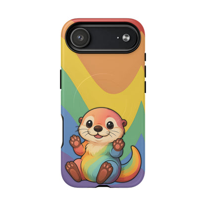 “Otterly Queer” – Retro Rainbow Pride Otter MagSafe® iPhone Tough Case